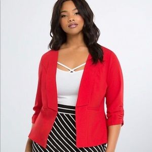 Torrid Red Ruched Sleeve Blazer